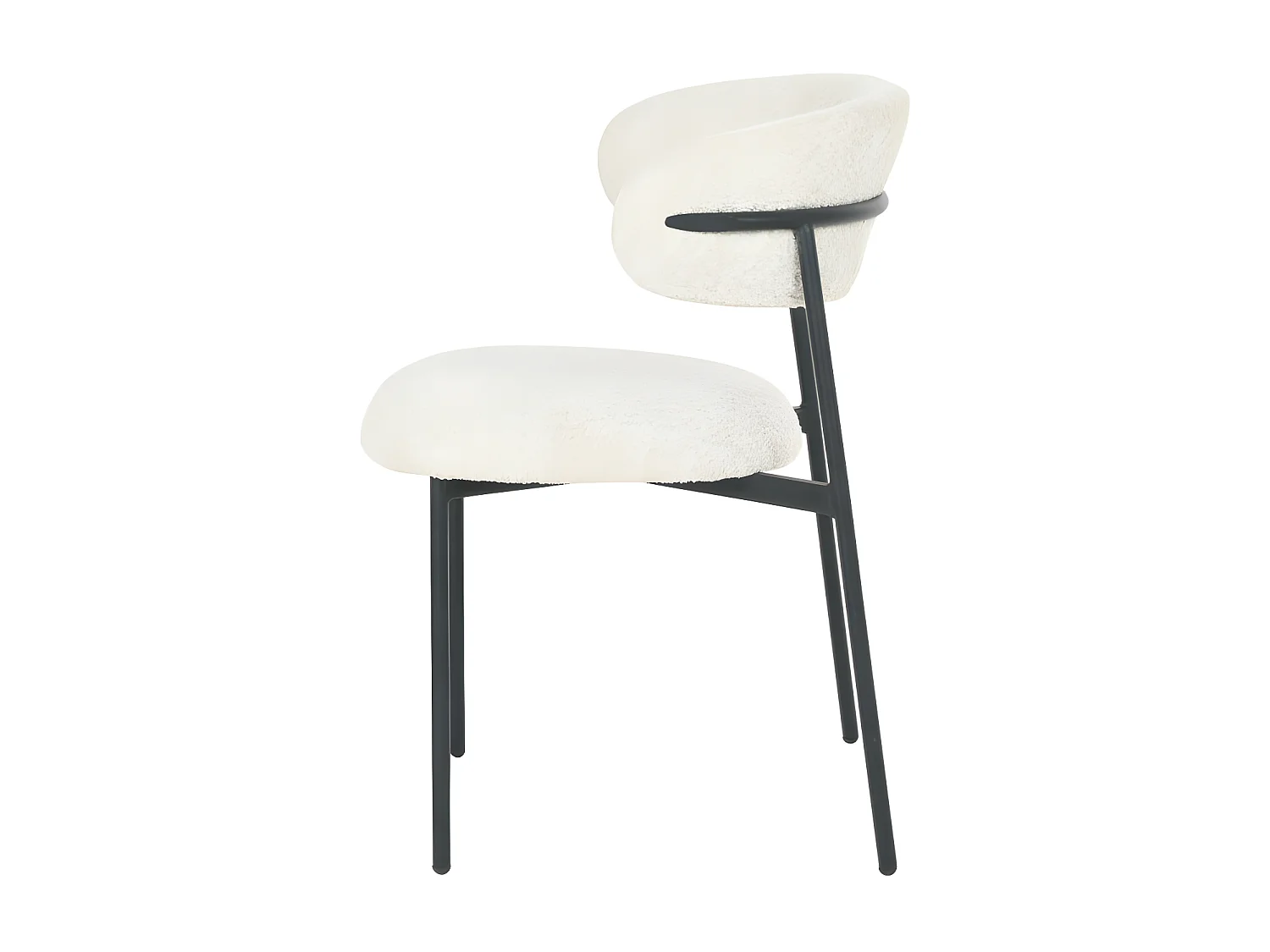 Ester - Lot de 2 chaises en tissu bouclette et métal - Écru chiné