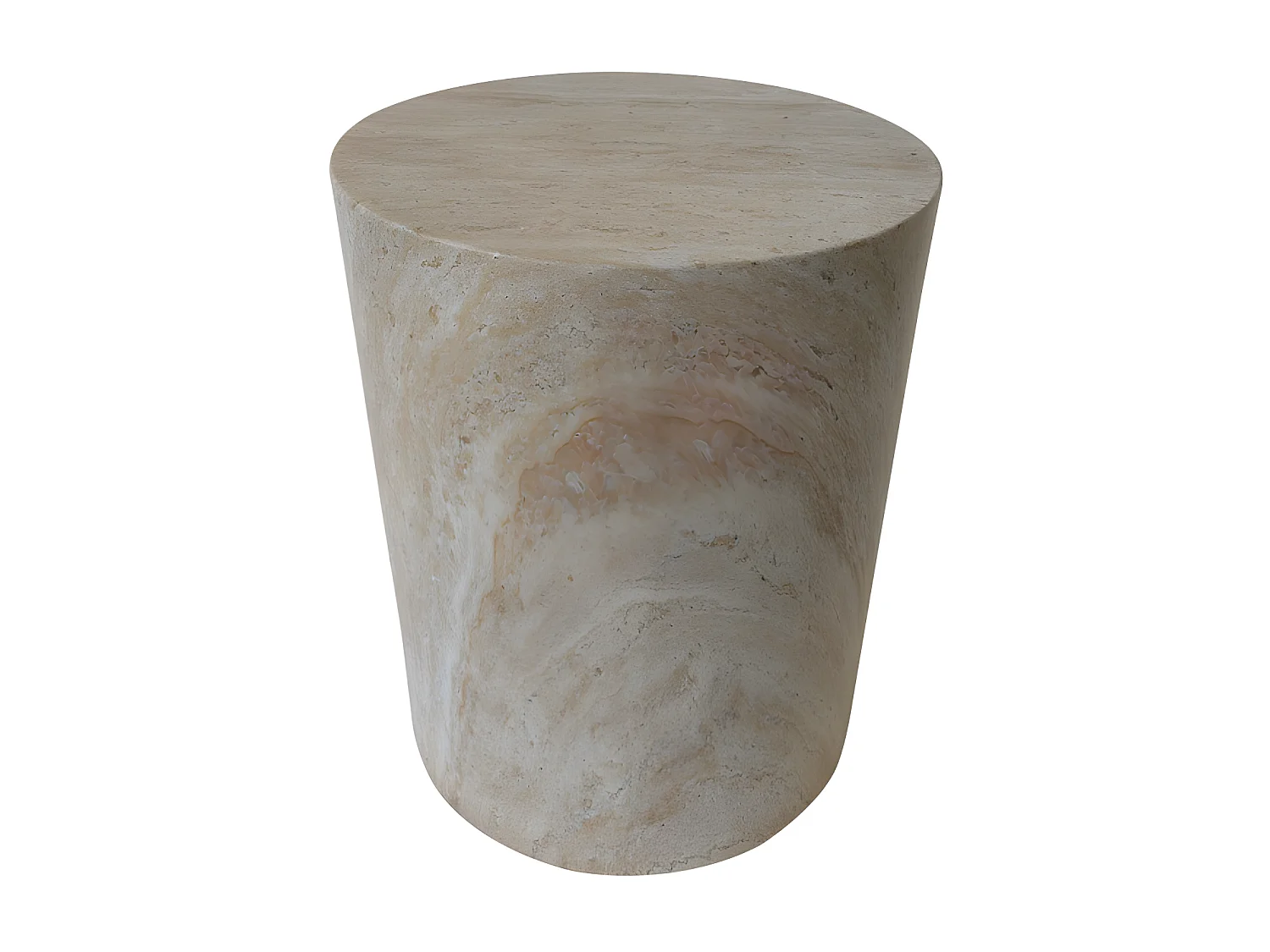 Radom - Tabouret effet travertin ø35cm - Beige