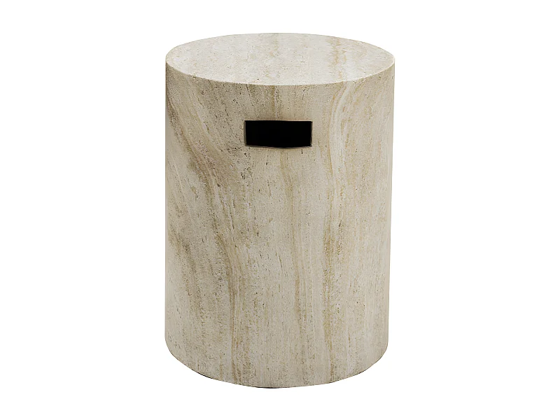 Radom - Tabouret effet travertin ø35cm - Beige