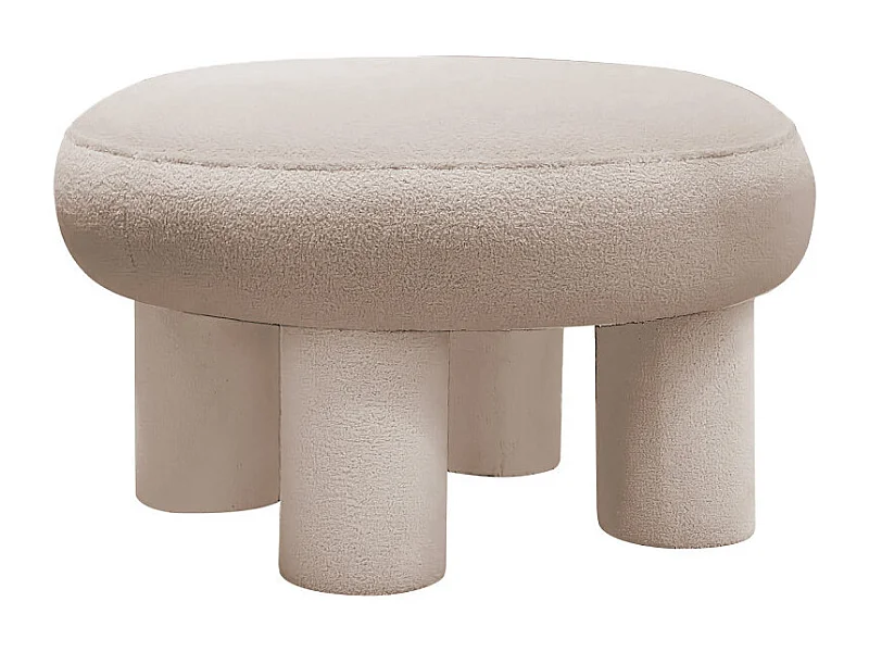 Bloomi - Tabouret rond XL en tissu bouclette ø60cm - Crème