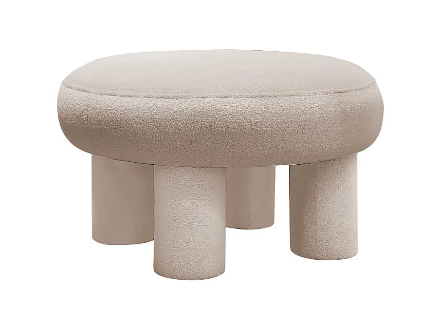 Bloomi - Tabouret rond XL en tissu bouclette ø60cm - Crème