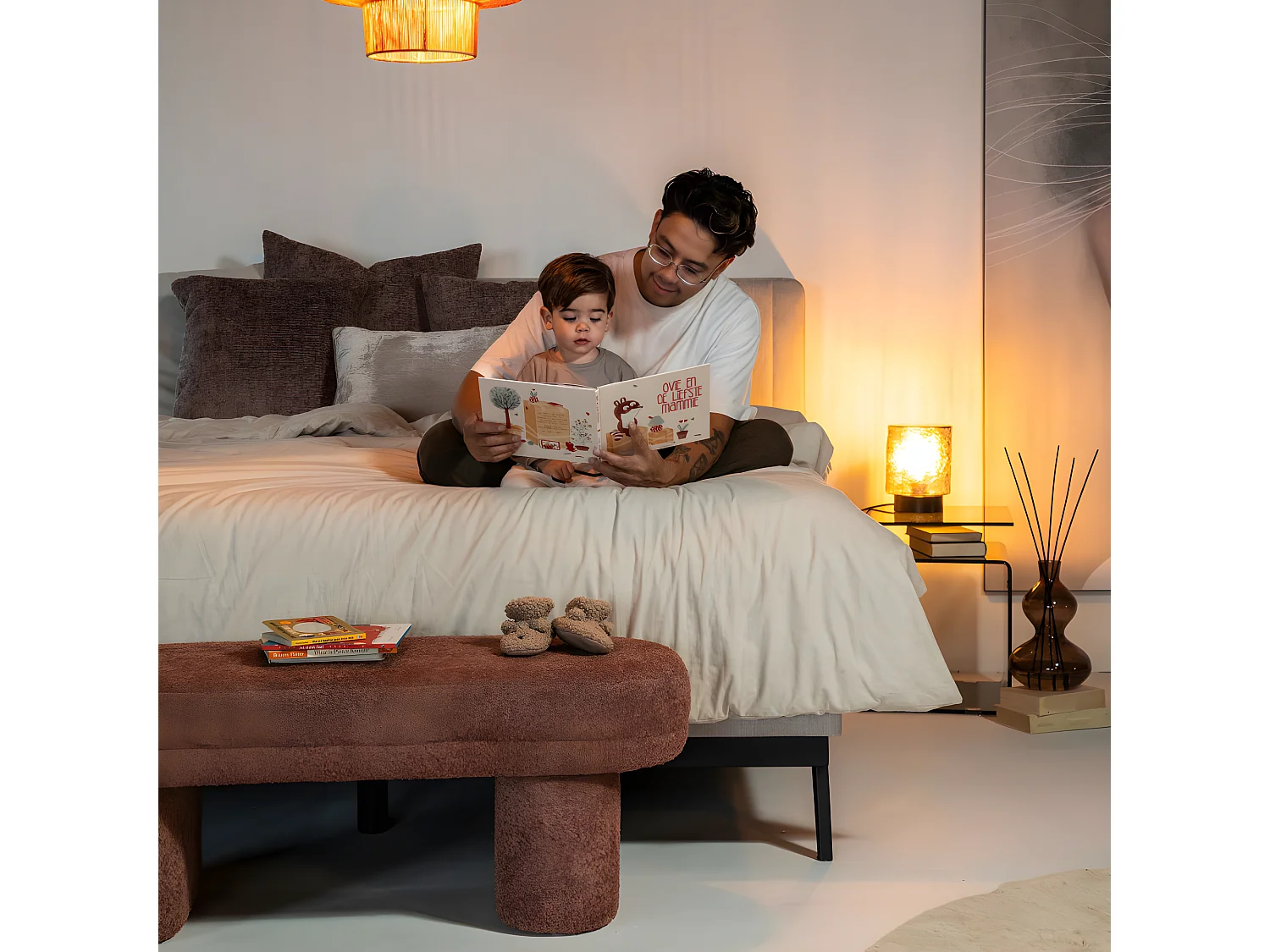 Rama - Banc arrondi en tissu L120cm - Terracotta