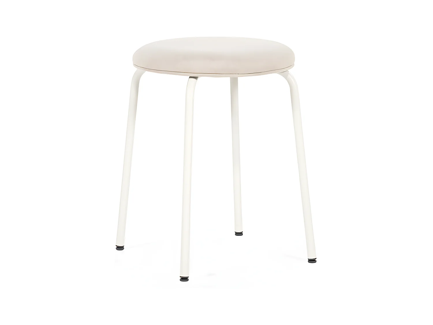 Skola - Lot de 2 tabourets ronds en tissu et métal ø37cm - Beige
