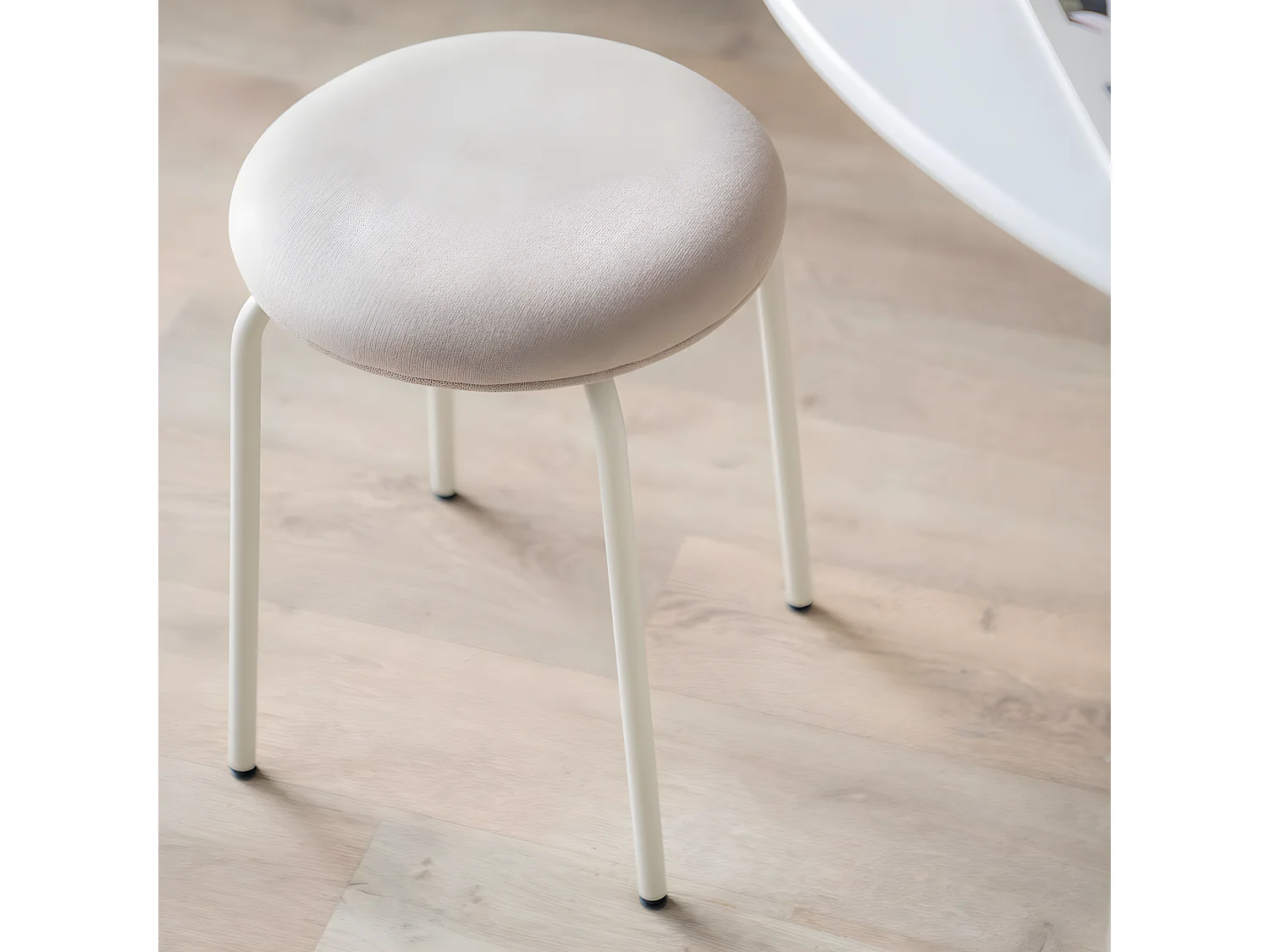 Skola - Lot de 2 tabourets ronds en tissu et métal ø37cm - Beige