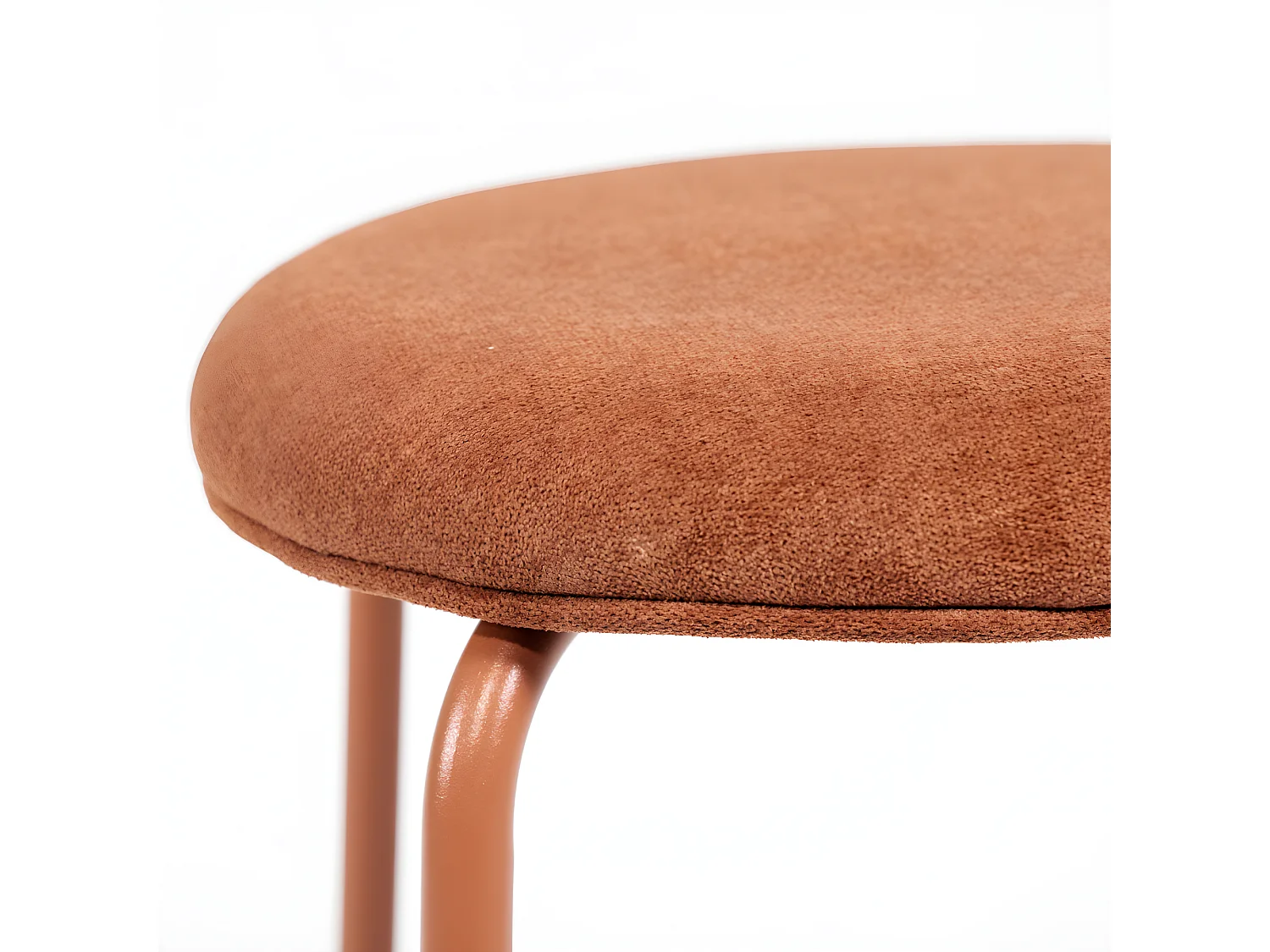 Skola - Lot de 2 tabourets ronds en tissu et métal ø37cm - Terracotta