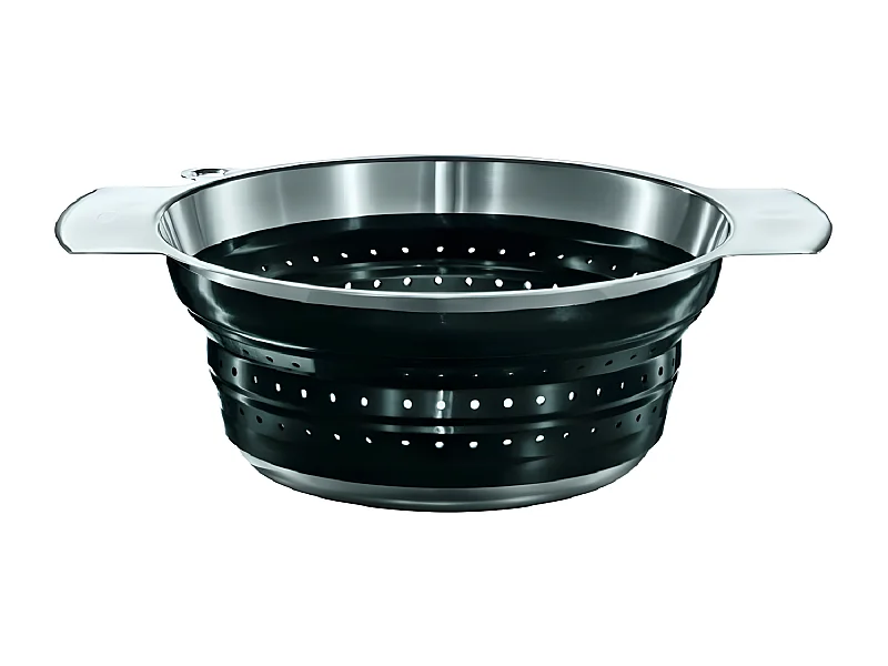 Faltbarer Sieb Schwarz 24cm aus Edelstahl und Silikon