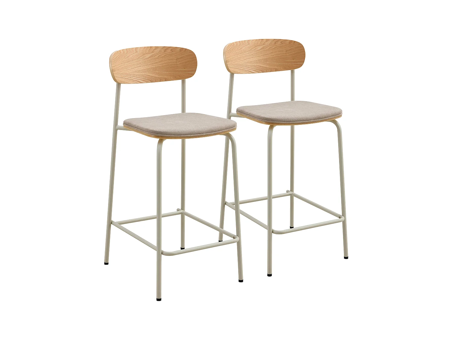 Set van 2 beige houten kinderstoelen