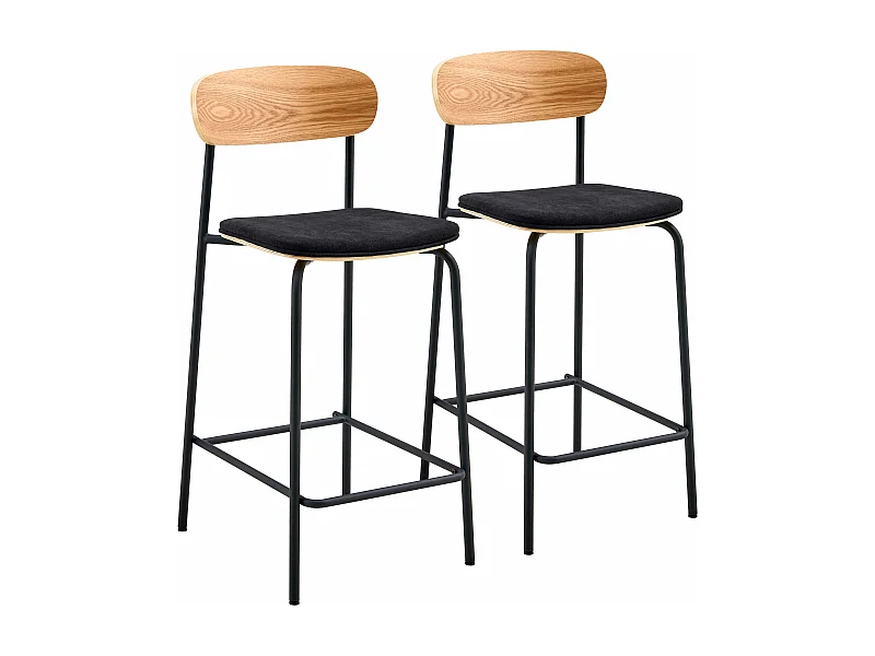 Set van 2 zwarte houten kinderstoelen