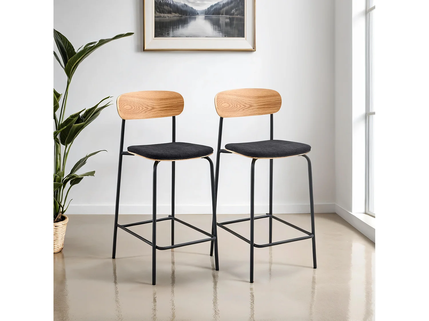 Lot de 2 chaises hautes en bois noir