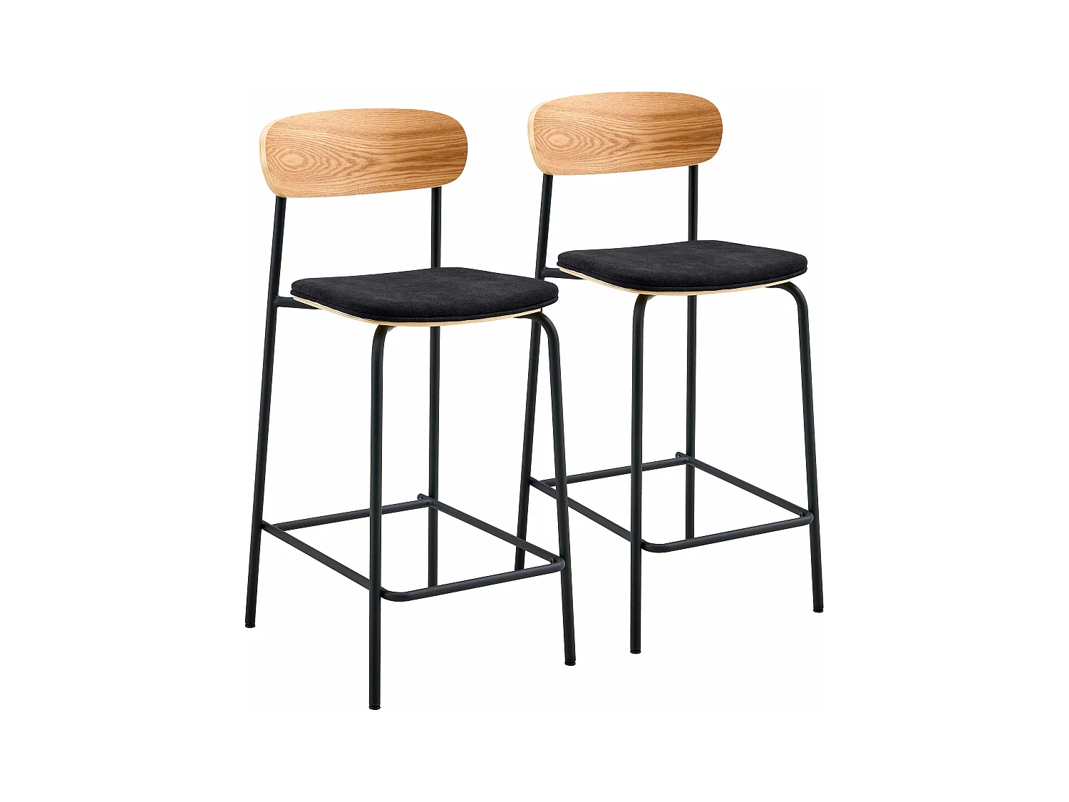 Set van 2 zwarte houten kinderstoelen