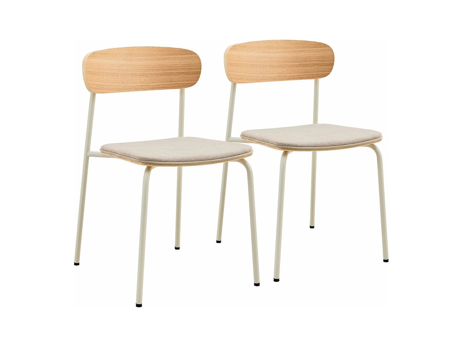 Lot de 2 chaises empilables en bois beige