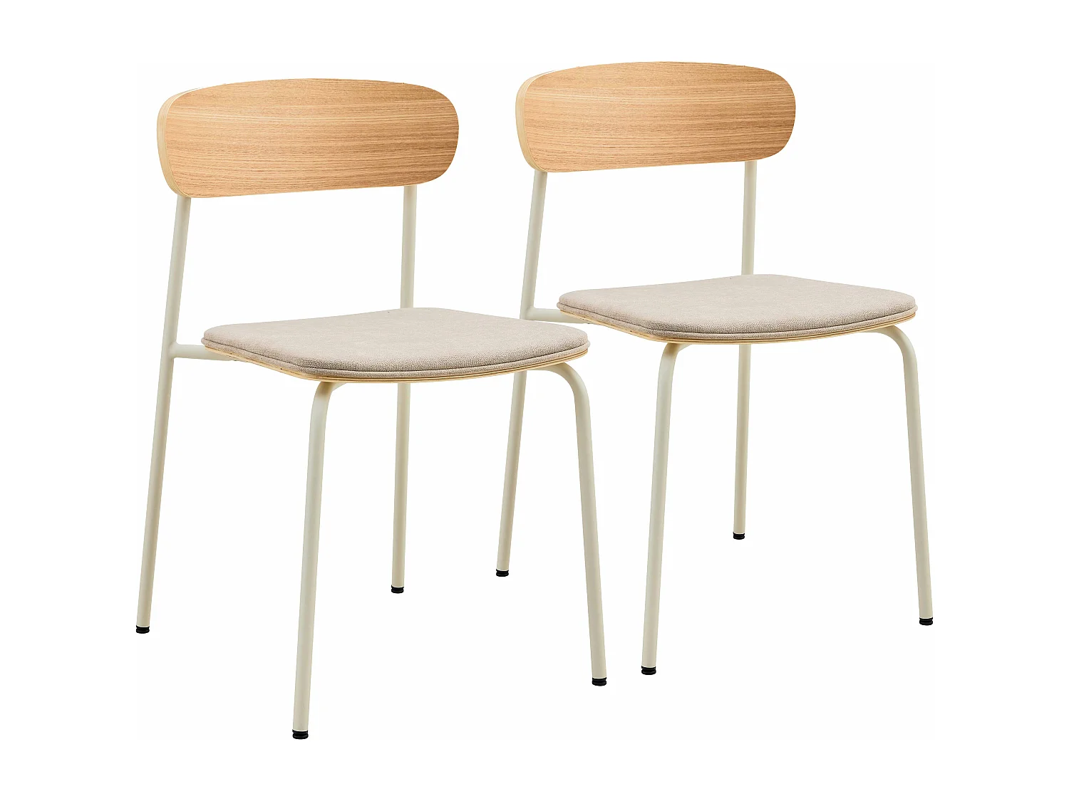 Set van 2 stapelbare beige houten stoelen