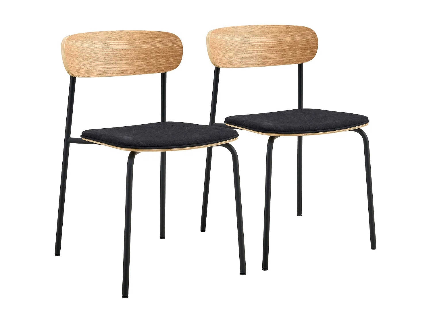 Lot de 2 chaises empilables en bois noir