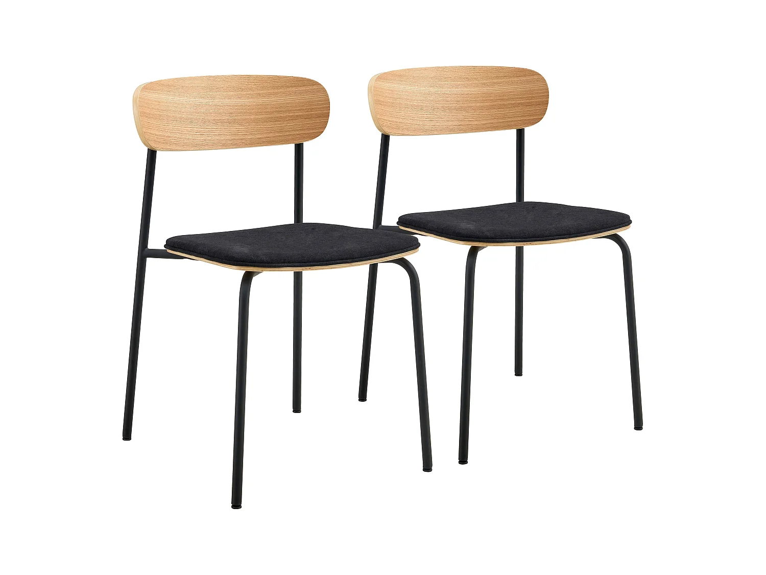 Set van 2 stapelbare zwarte houten stoelen