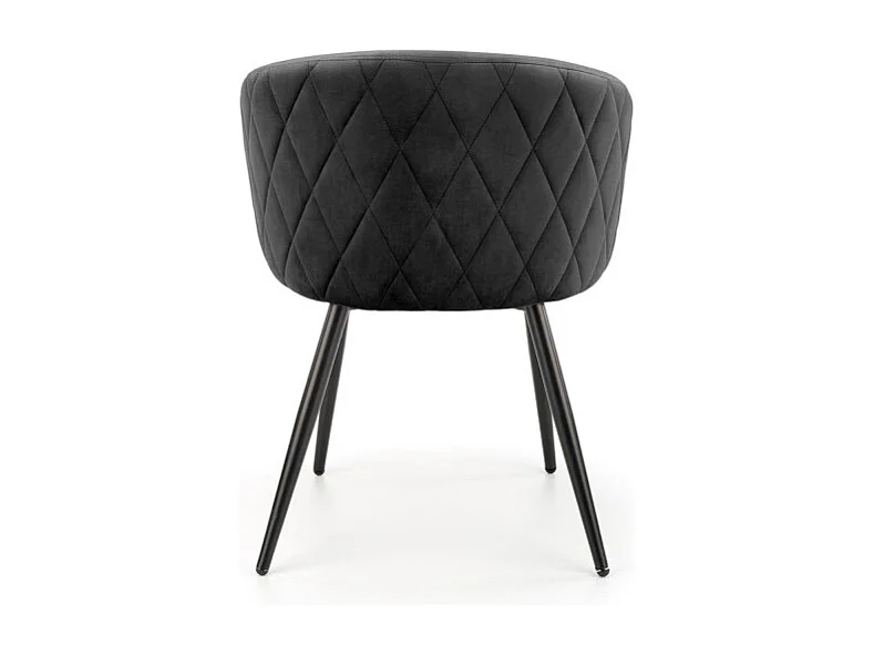 Chaise en velours noir avec dossier arrondi et pieds en métal noir ERIKA
