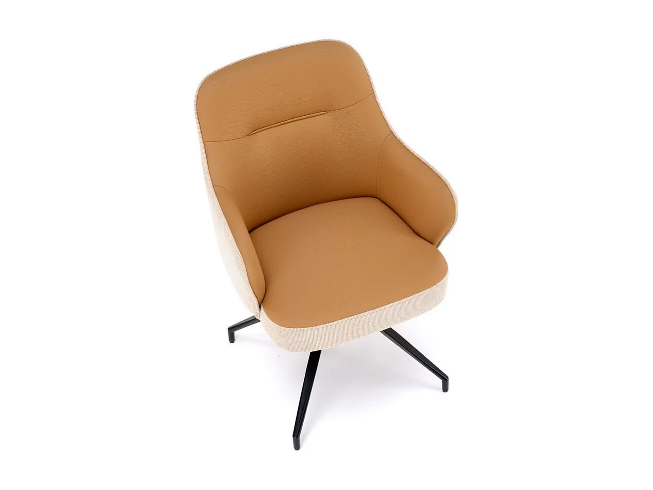 Chaise design beige et marron pivotante avec piètement en métal noir Berry