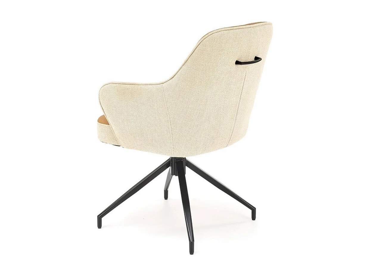 Chaise design beige et marron pivotante avec piètement en métal noir Berry