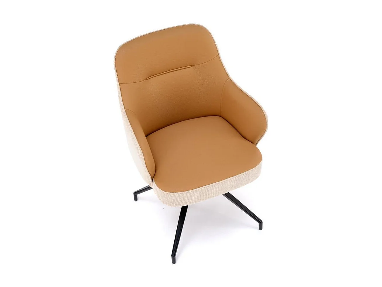 Chaise design beige et marron pivotante avec piètement en métal noir Berry