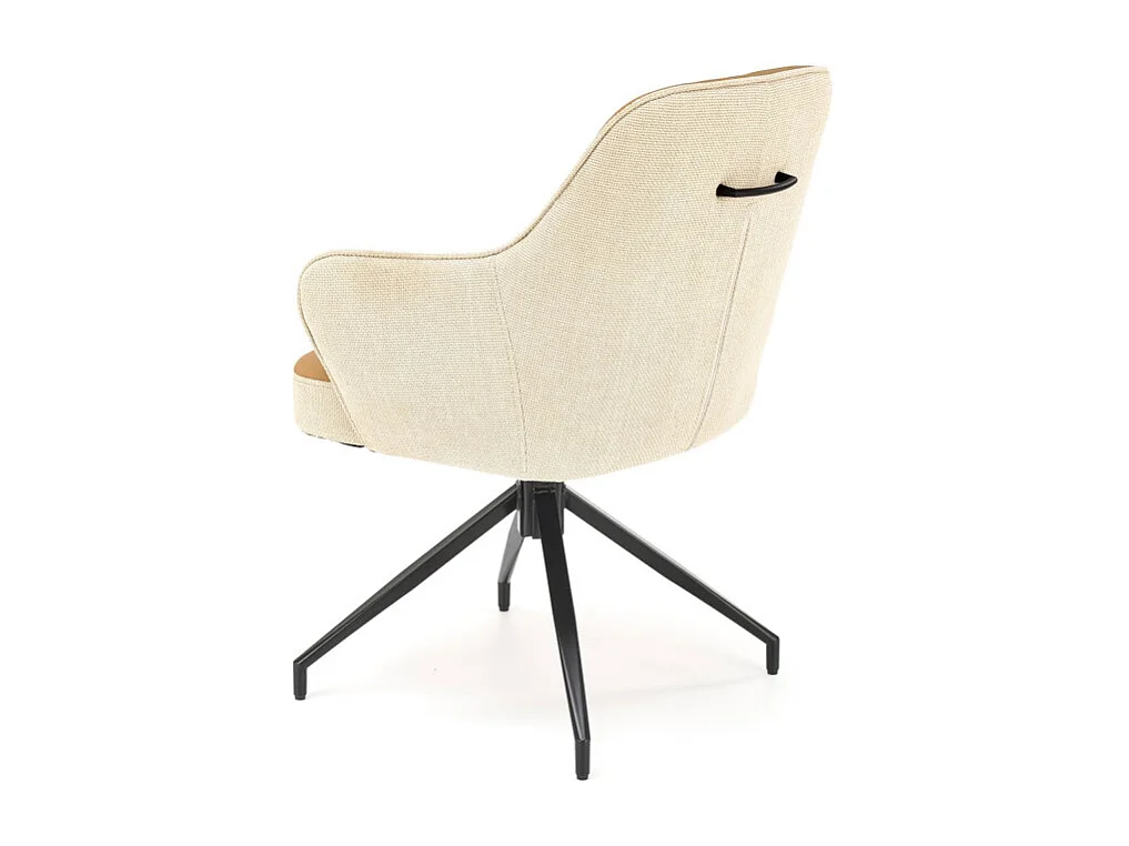 Chaise design beige et marron pivotante avec piètement en métal noir Berry