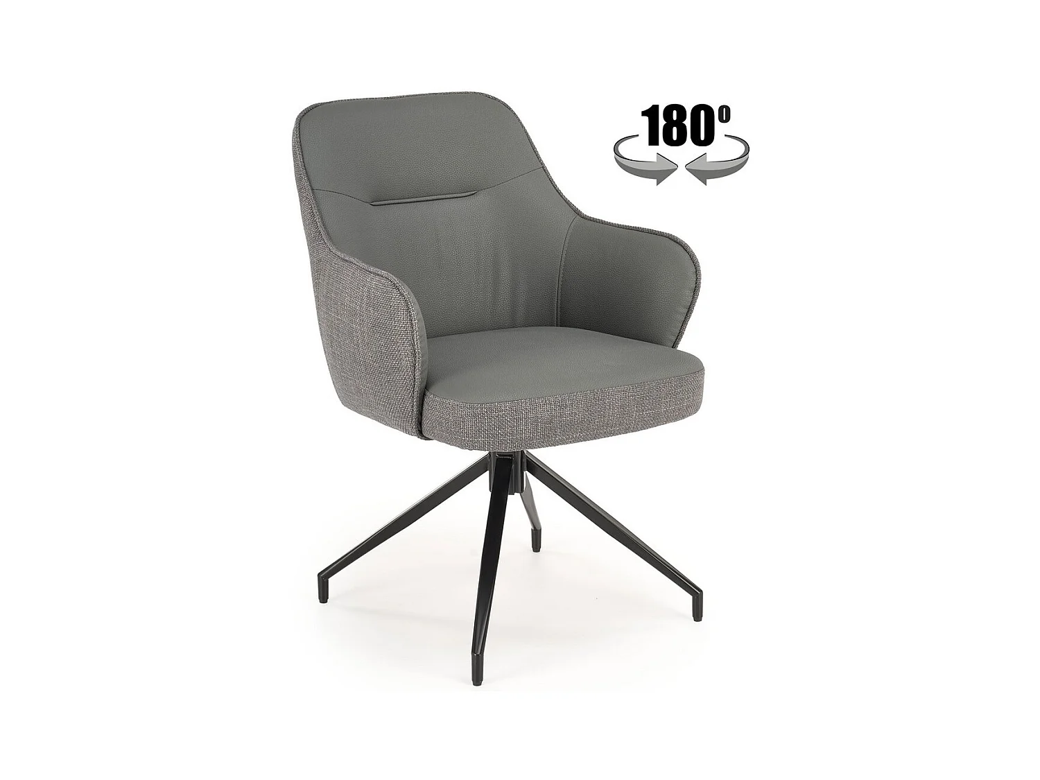 Silla giratoria de tela y ecopiel gris baya