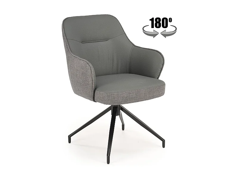 Chaise design grise pivotante tissu et éco-cuir Berry