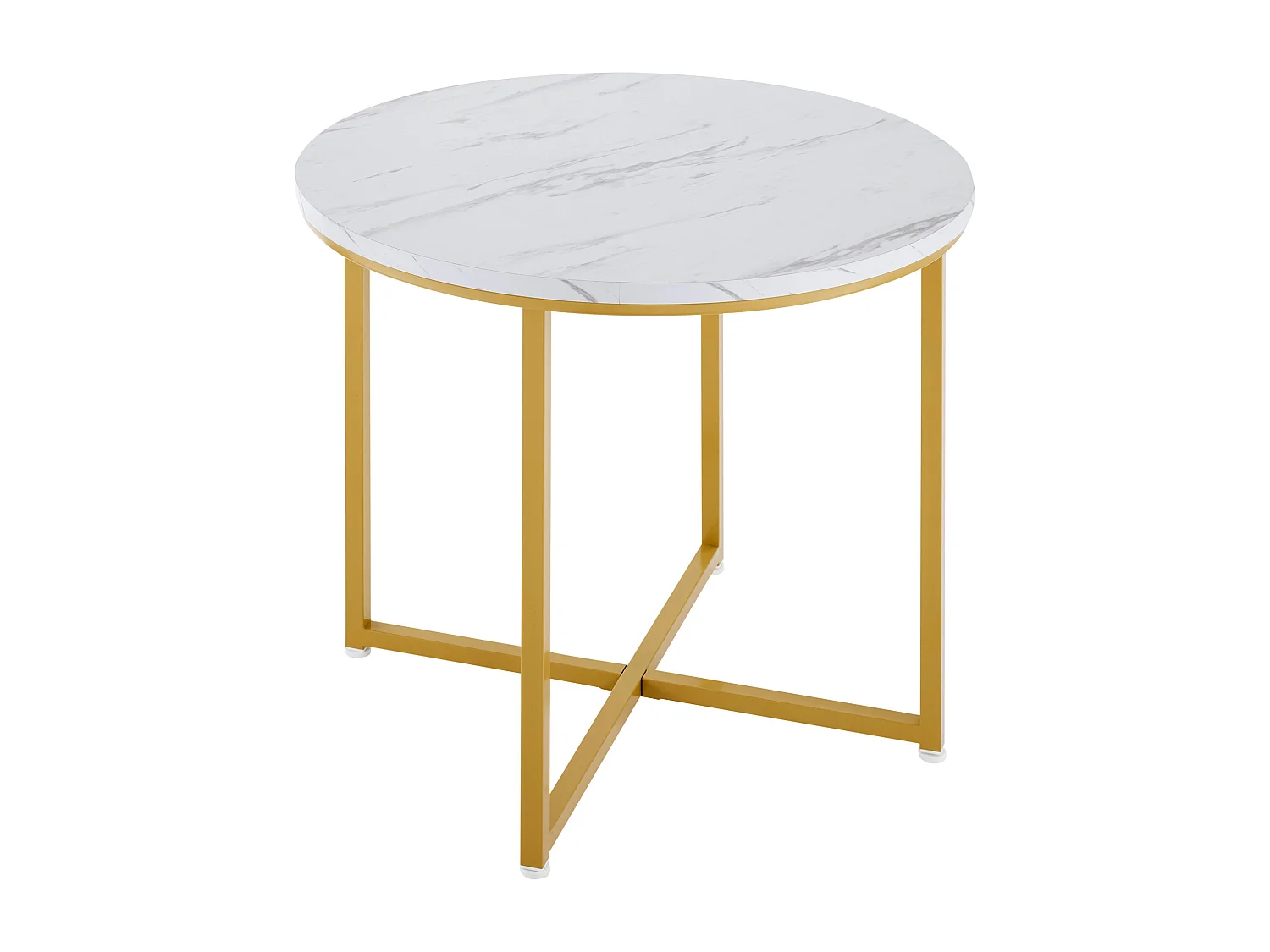 Mesa de jantar e 4 cadeiras - tampo em MDF, estrutura em ferro folheado a ouro e almofadas em veludo cinza - Branco & Dourado