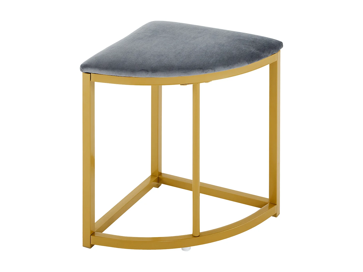 Mesa de jantar e 4 cadeiras - tampo em MDF, estrutura em ferro folheado a ouro e almofadas em veludo cinza - Branco & Dourado