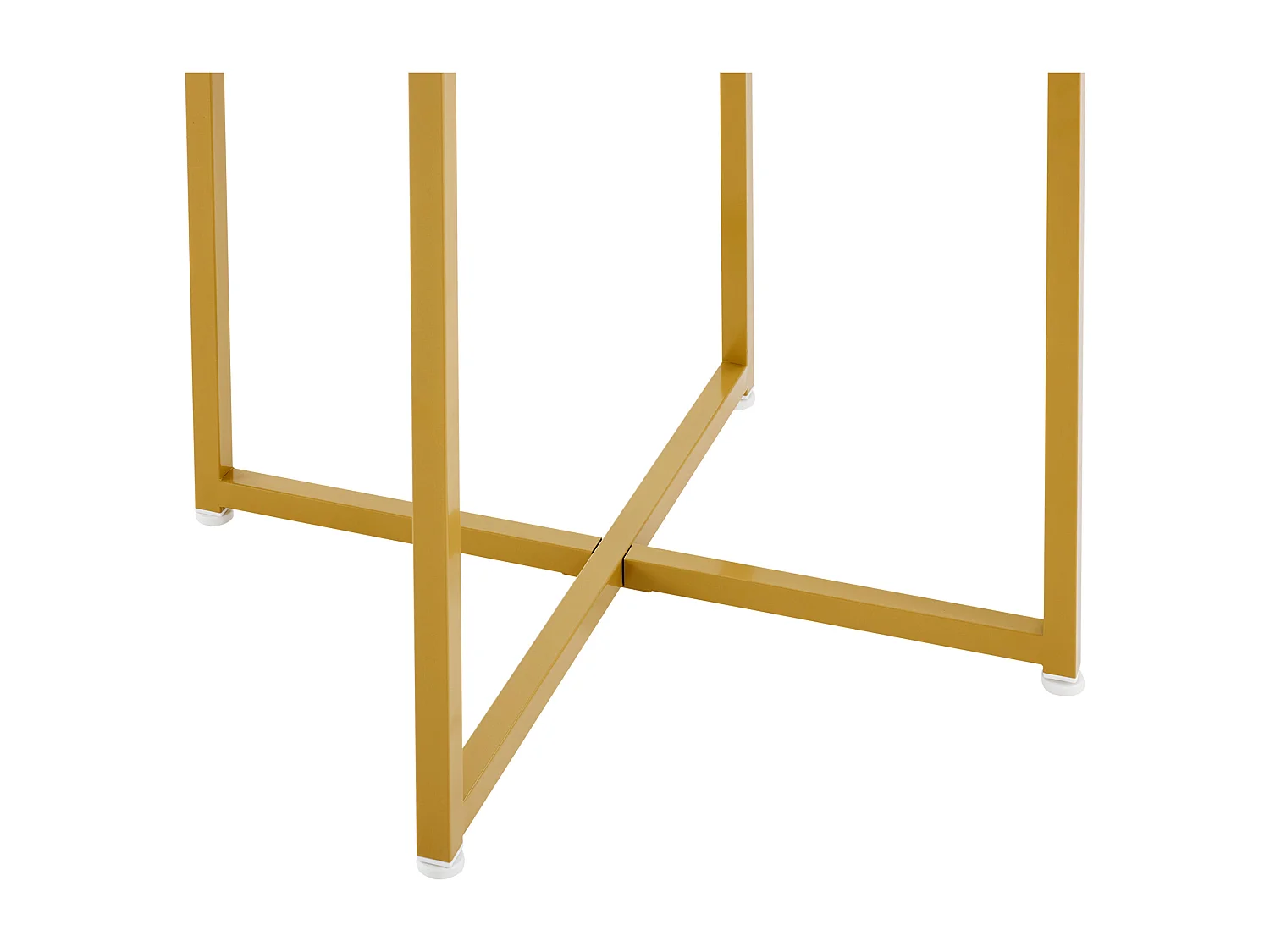 Table à manger et 4 chaises - plateau en MDF、cadre en fer plaqué or et coussins en velours blanc - Blanc & Doré