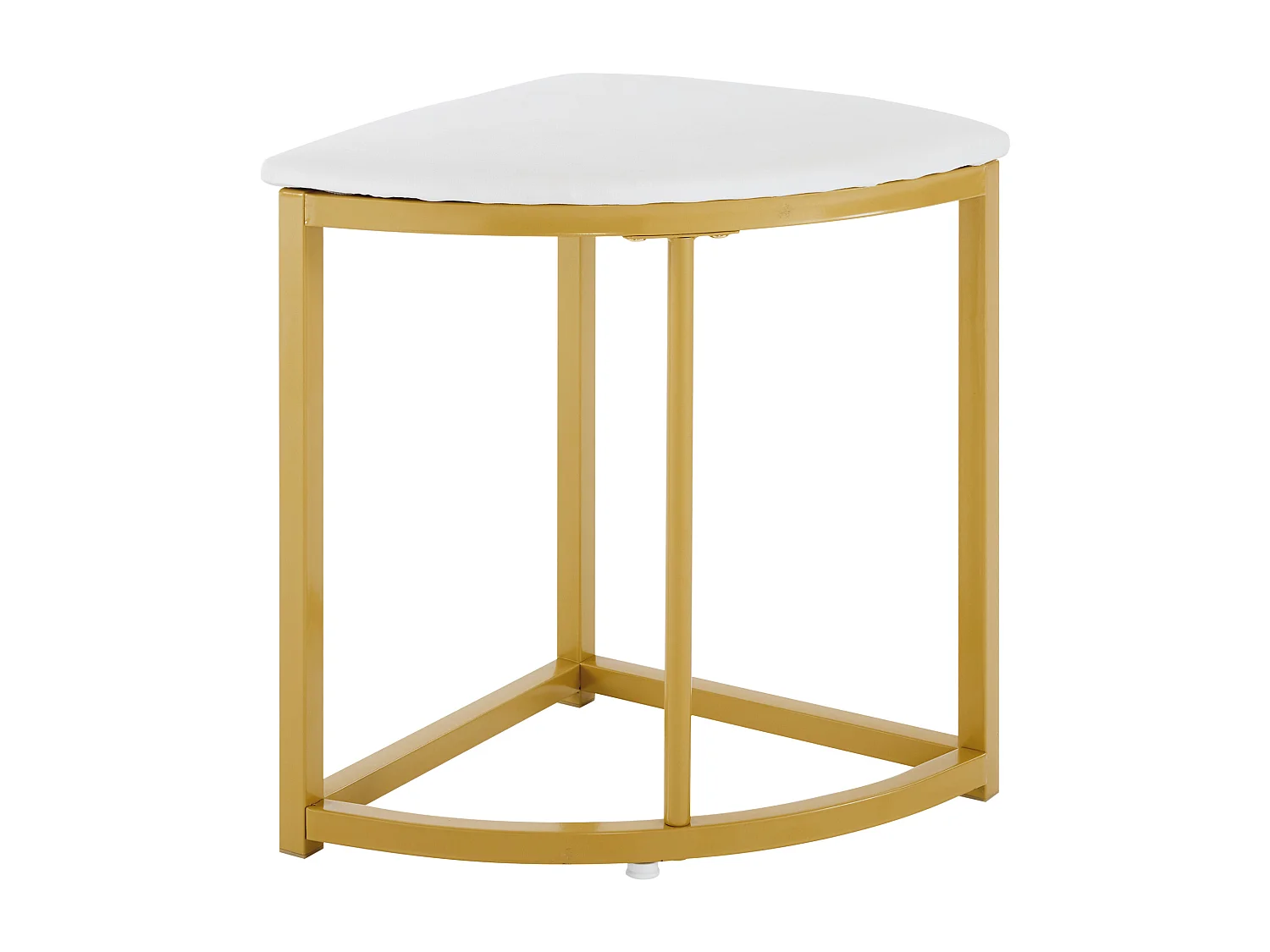 Table à manger et 4 chaises - plateau en MDF、cadre en fer plaqué or et coussins en velours blanc - Blanc & Doré