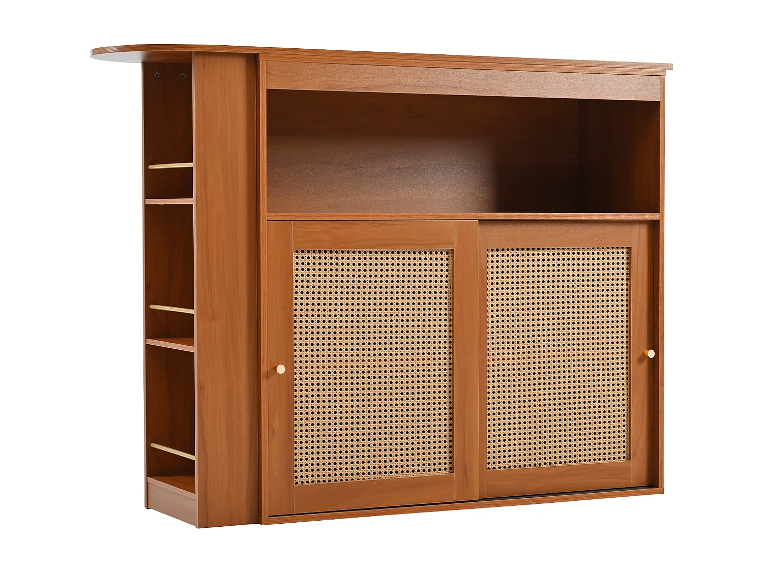 Buffet、Mobile bar girevole e retrattile - con ripiani regolabili - fascino vintage - Marrone