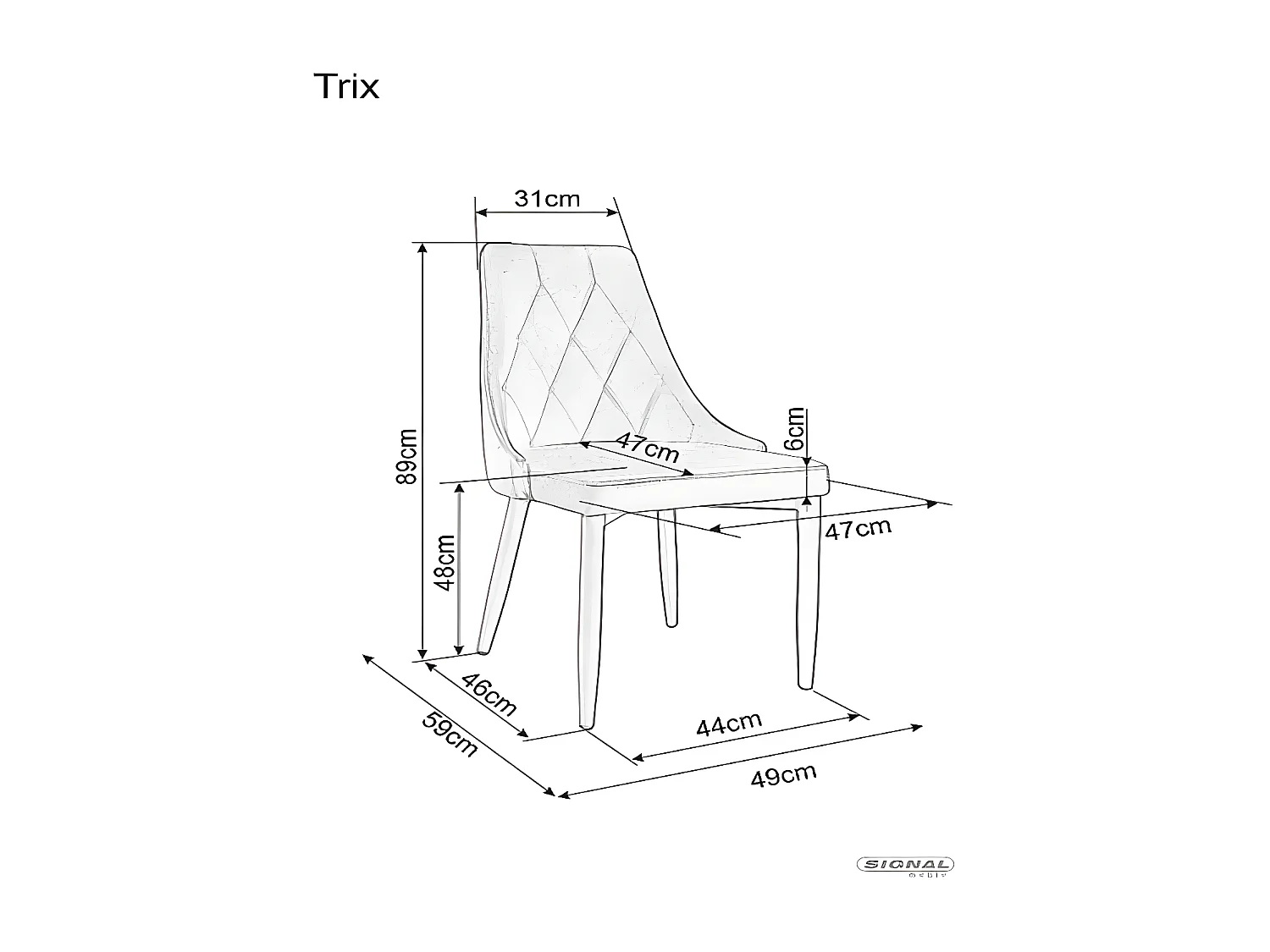 Chaise Trix/Tissu/Noir