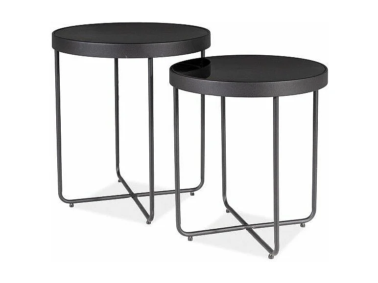 Set de 2 tables d'appoint - Atena - Verre trempé