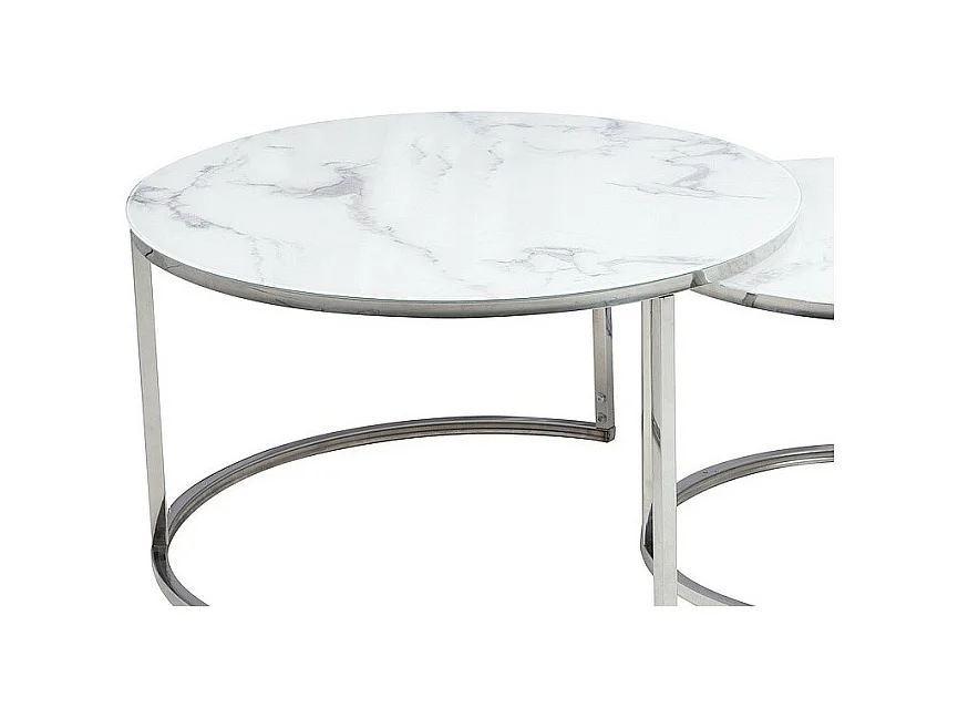 Zestaw 2 ław ATLANTA B biały marmur/chrom