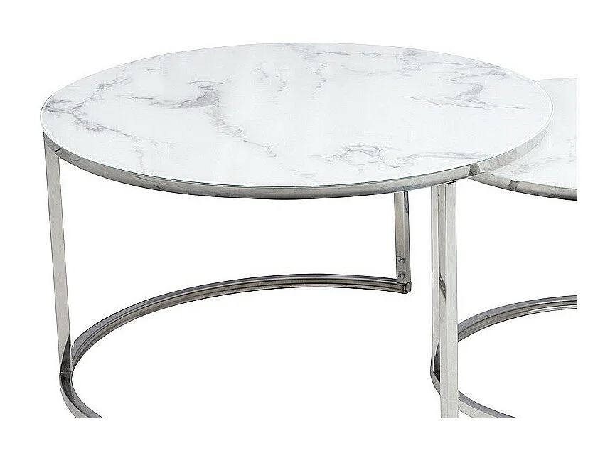 Zestaw 2 ław ATLANTA B biały marmur/chrom