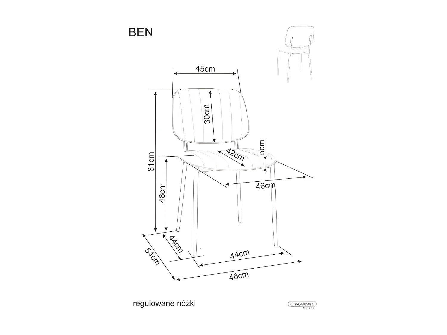 Sedia Ben/Similpelle/Antracite
