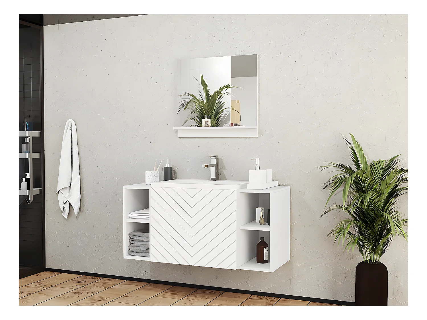 Meuble de salle de bain "Nexso" - 106 x 35 x 110 cm- Blanc