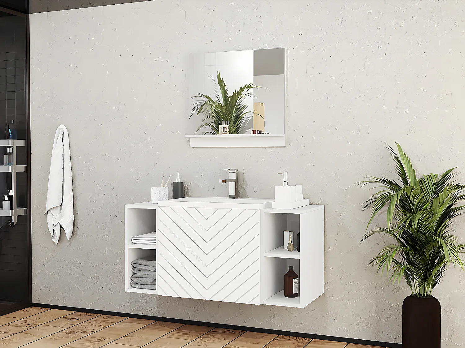 Meuble de salle de bain "Nexso" - 106 x 35 x 110 cm- Blanc