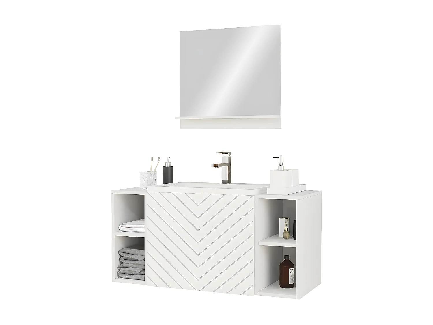 Meuble de salle de bain "Nexso" - 106 x 35 x 110 cm- Blanc