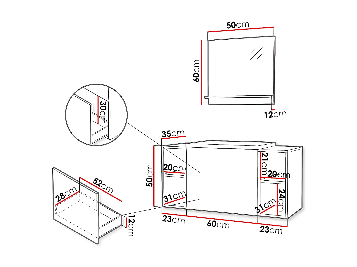 Meuble de salle de bain "Nexso" - 106 x 35 x 110 cm- Blanc