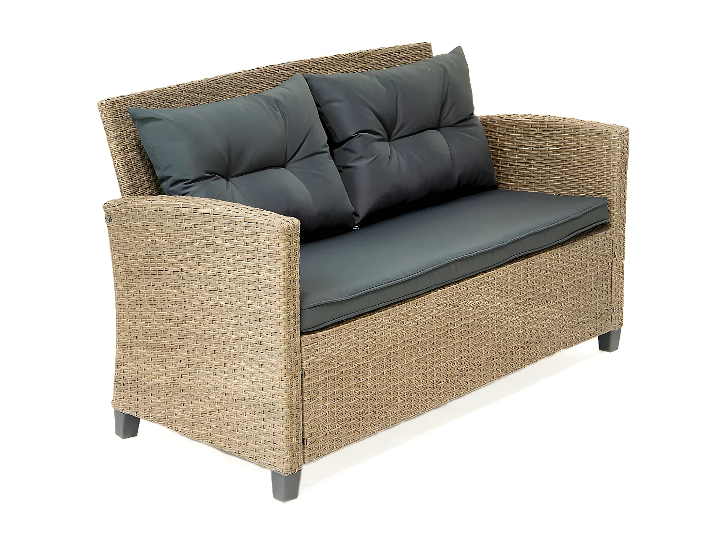 Salon de jardin bas 4 places en résine "Joe" - Beige/Gris