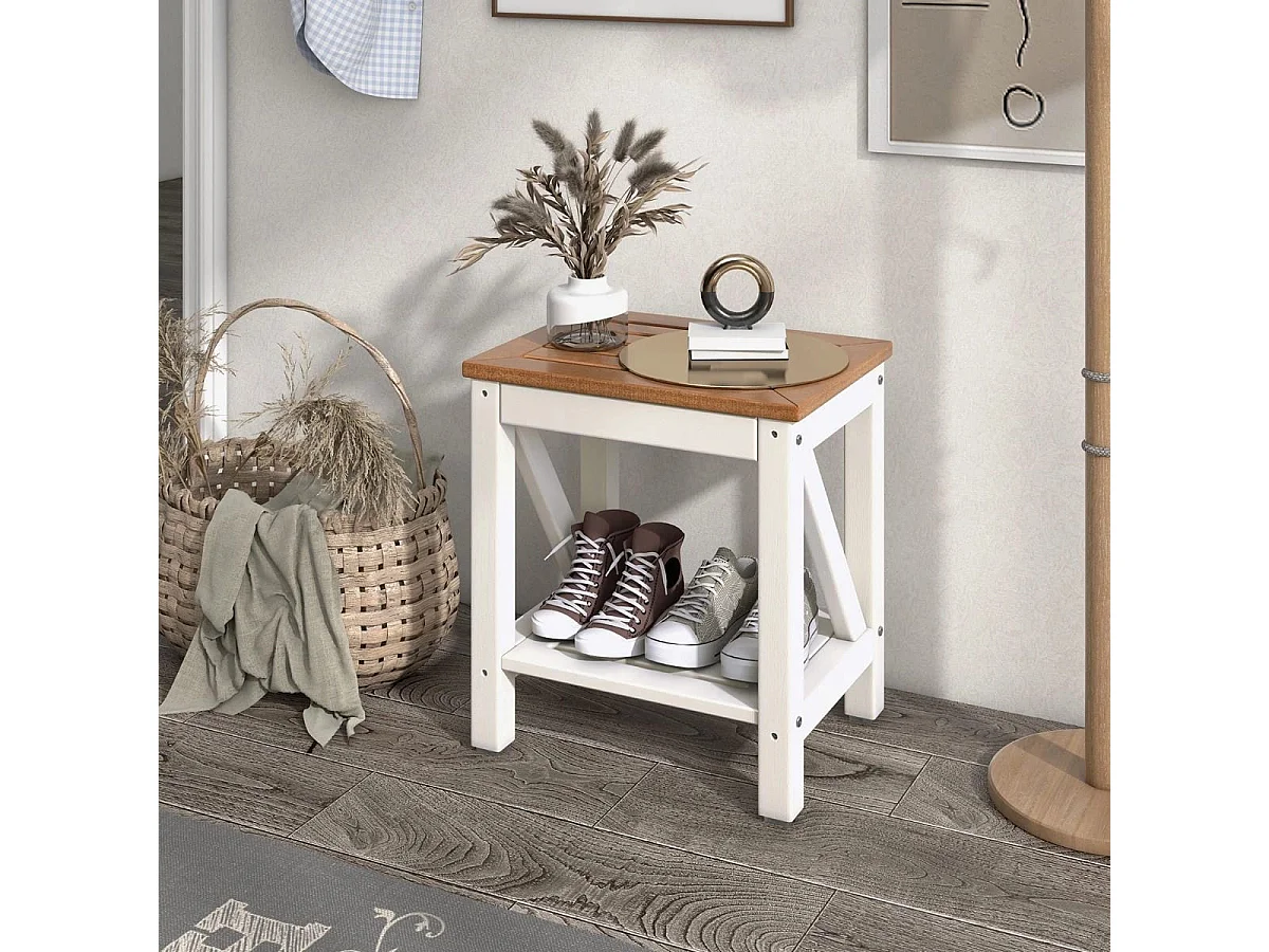 2-stufiger Hocker mit Ablage – Nachttisch für das Schlafzimmer, 43 x 32 x 47 cm