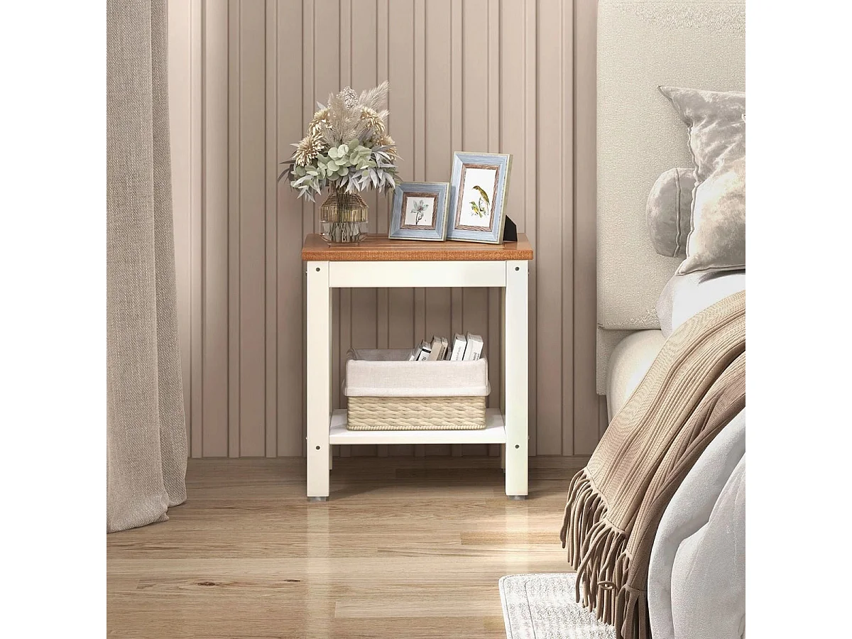 2-stufiger Hocker mit Ablage – Nachttisch für das Schlafzimmer, 43 x 32 x 47 cm