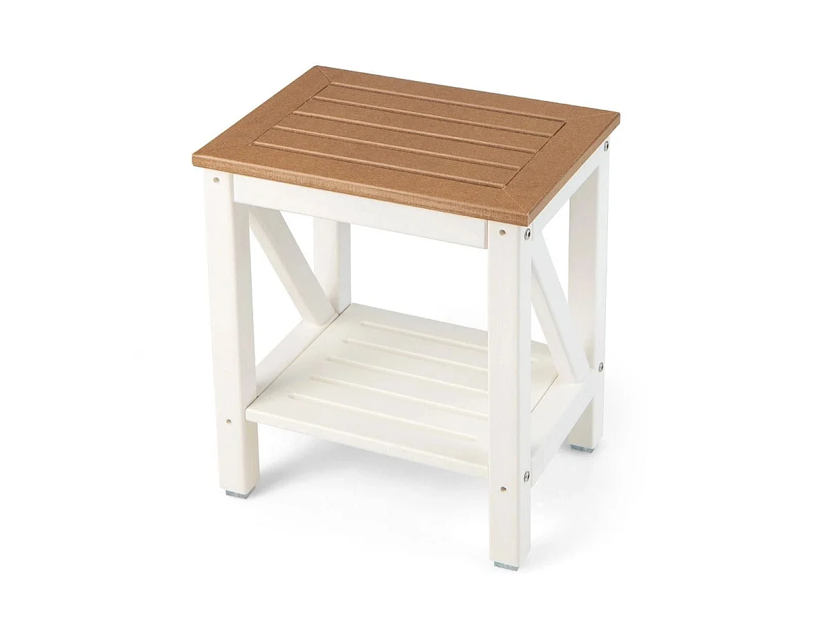 2-stufiger Hocker mit Ablage – Nachttisch für das Schlafzimmer, 43 x 32 x 47 cm