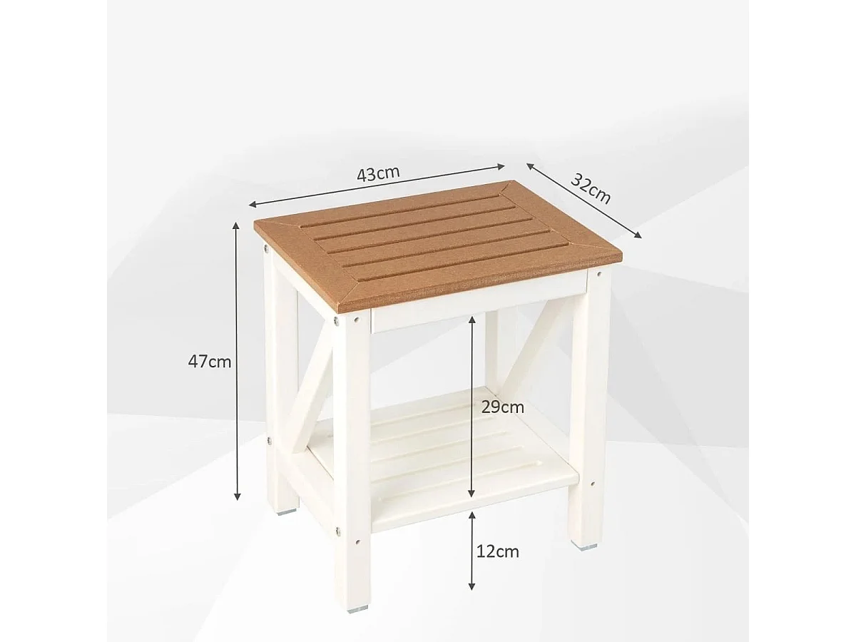 2-stufiger Hocker mit Ablage – Nachttisch für das Schlafzimmer, 43 x 32 x 47 cm