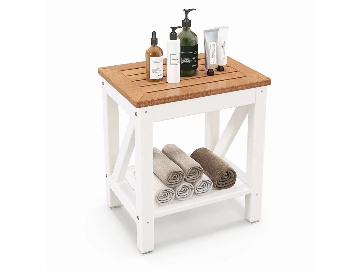 2-stufiger Hocker mit Ablage – Nachttisch für das Schlafzimmer, 43 x 32 x 47 cm