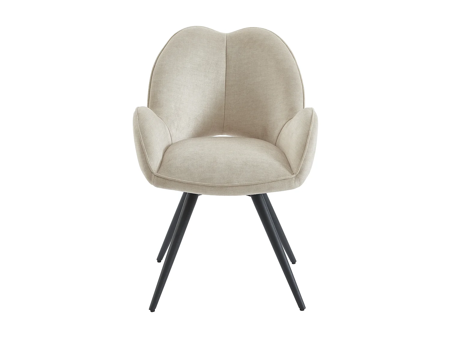 Drehstuhl mit Armlehnen 6er-Set - Stoff & schwarzes Metall - Beige - GULSUN von Maison Céphy