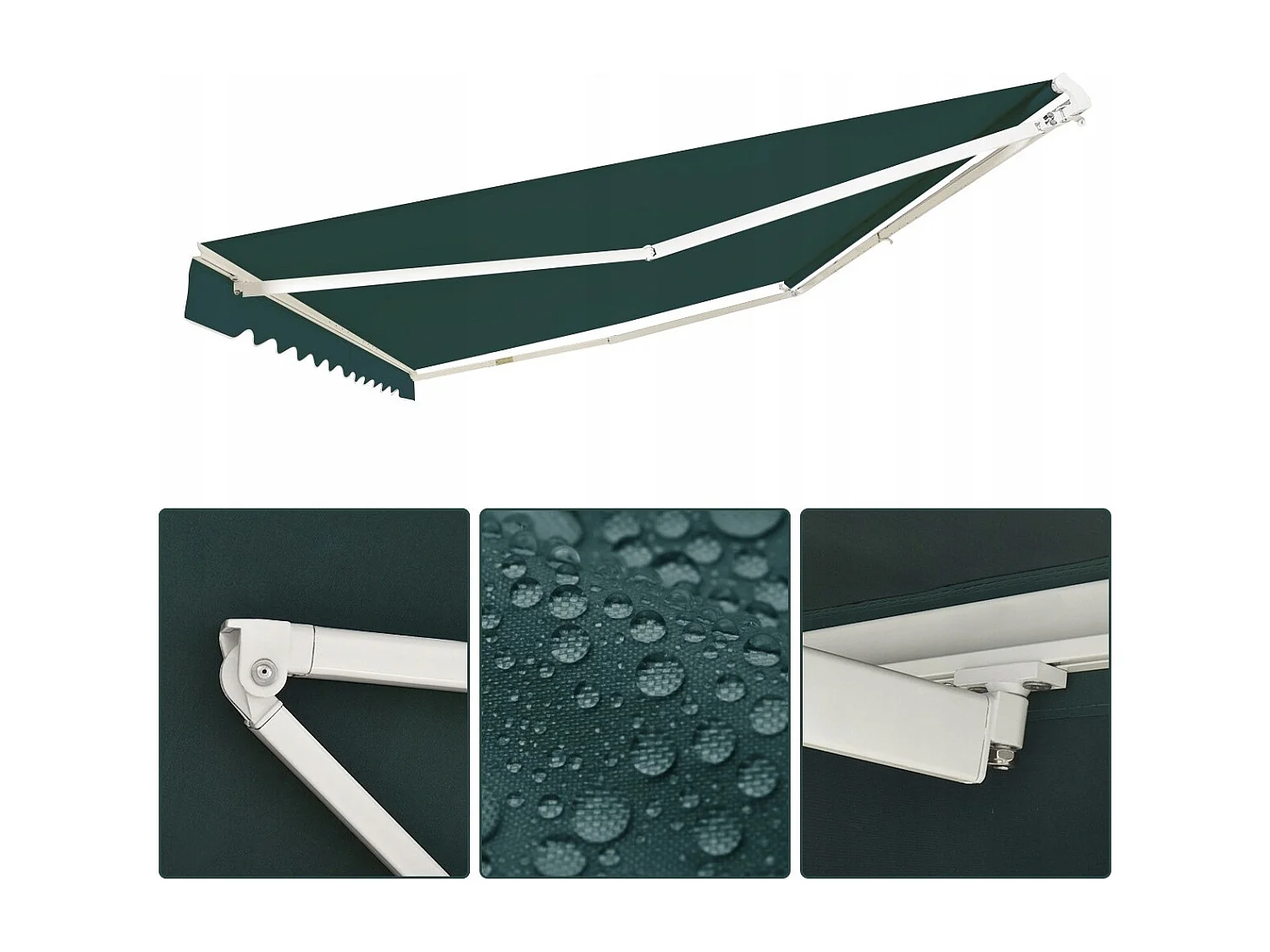 Tenda da sole retrattile 3 x 2,5m, Tenda in alluminio con manovella e poliestere impermeabile Verde