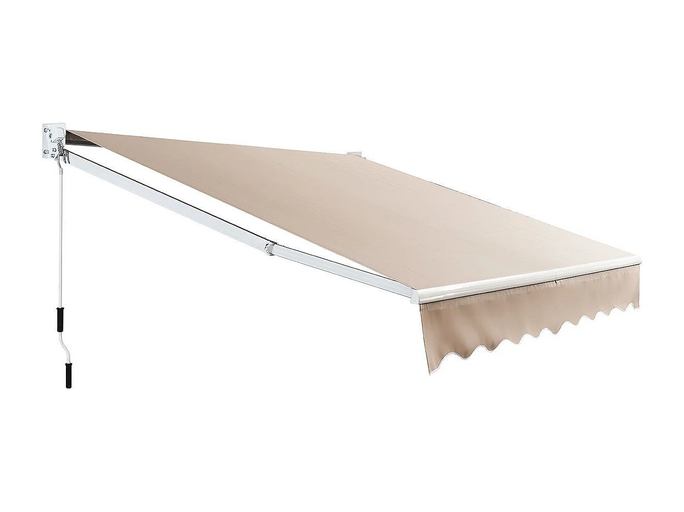 Tenda parasole in alluminio con manovella e poliestere impermeabile, Tenda da sole retrattile 245x200cm Beige