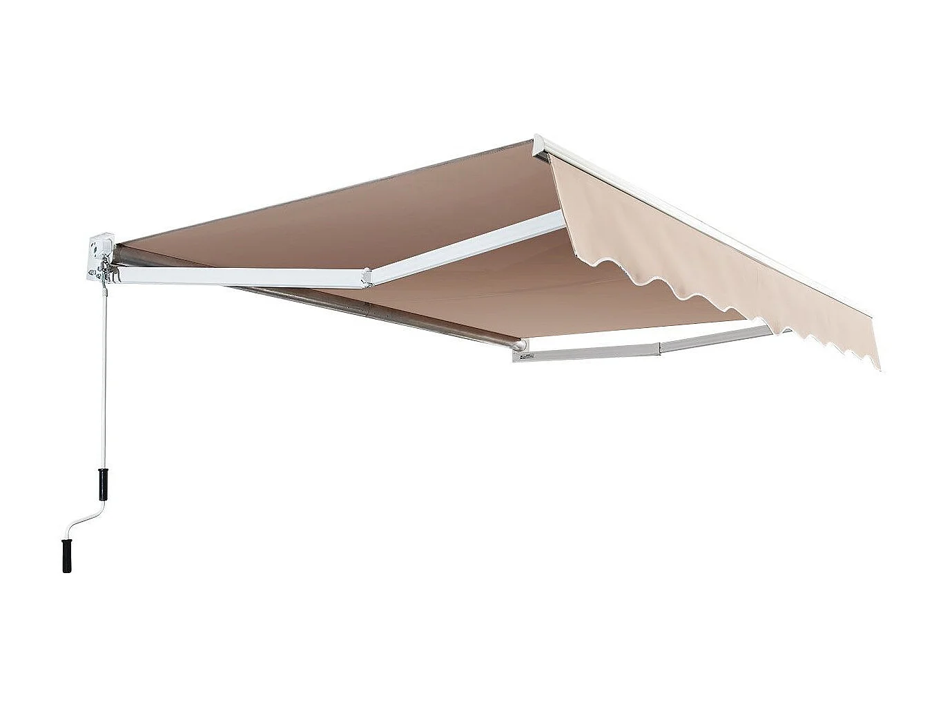 Tenda parasole in alluminio con manovella e poliestere impermeabile, Tenda da sole retrattile 245x200cm Beige