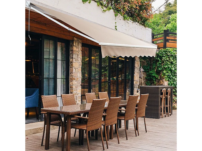 Tenda parasole in alluminio con manovella e poliestere impermeabile, Tenda da sole retrattile 245x200cm Beige